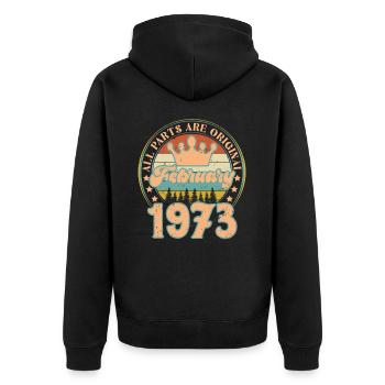 February 1973. February 1973 Birthday Gift. - Unisex Premium Organic Zip Hoodie - black - Back - Nico (187cm)