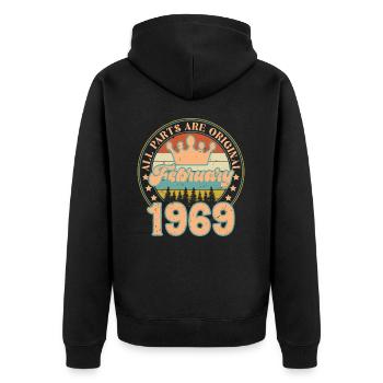 Février 1969. Cadeau d’anniversaire février 1969. - Veste à capuche bio Premium Unisexe - noir - Dos - Nico (187cm)