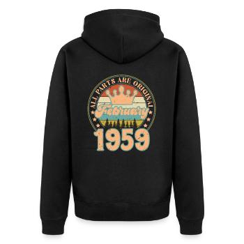 Février 1959. Cadeau d’anniversaire février 1959. - Veste à capuche bio Premium Unisexe - noir - Dos - Nico (187cm)