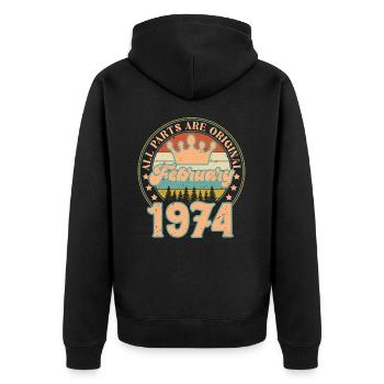 Février 1974. Cadeau d’anniversaire février 1974. - Veste à capuche bio Premium Unisexe - noir - Dos - Nico (187cm)