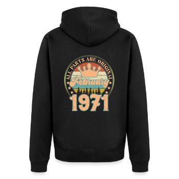Février 1971. Cadeau d’anniversaire février 1971. - Veste à capuche bio Premium Unisexe - noir - Dos - Nico (187cm)