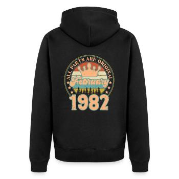 February 1982. February 1982 Birthday Gift. - Unisex Premium Organic Zip Hoodie - black - Back - Nico (187cm)