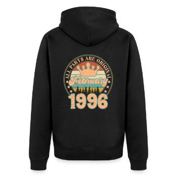 Février 1996. Cadeau d’anniversaire février 1996. - Veste à capuche bio Premium Unisexe - noir - Dos - Nico (187cm)