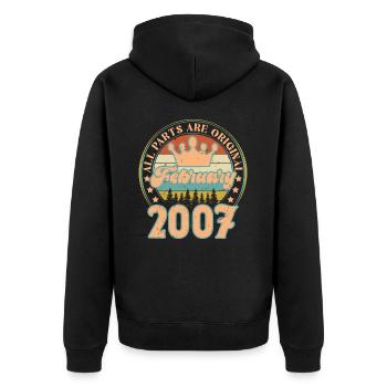 Februar 2007. Februar 2007 Geburtstagsgeschenk. - Unisex Premium Bio Zip Hoodie - Schwarz - Hinten - Nico (187cm)
