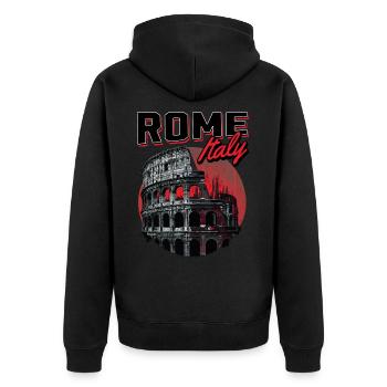 Colisée, Rome, Italie, Ville, Horizon, Art - Veste à capuche bio Premium Unisexe - noir - Dos - Nico (187cm)