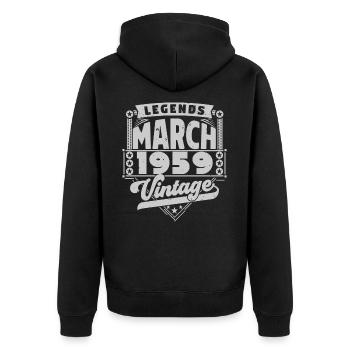 Vintage Anniversary Gift March 1959, March 1959. - Unisex Premium Organic Zip Hoodie - black - Back - Nico (187cm)
