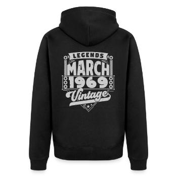 Cadeau Vintage Anniversaire mars 1969, mars 1969. - Veste à capuche bio Premium Unisexe - noir - Dos - Nico (187cm)