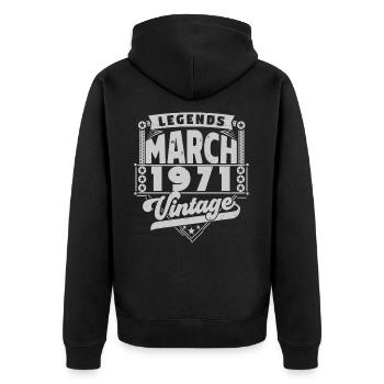Vintage Anniversary Gift March 1971, March 1971. - Unisex Premium Organic Zip Hoodie - black - Back - Nico (187cm)