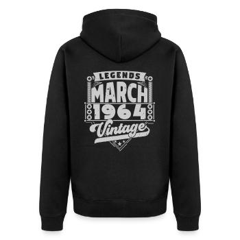 Vintage Anniversary Gift March 1964, March 1964. - Unisex Premium Organic Zip Hoodie - black - Back - Nico (187cm)