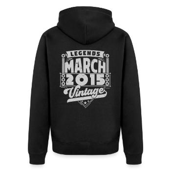 Cadeau Vintage Anniversaire mars 2015, mars 2015. - Veste à capuche bio Premium Unisexe - noir - Dos - Nico (187cm)