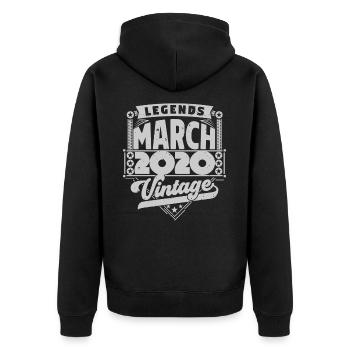 Cadeau Vintage Anniversaire mars 2020, mars 2020. - Veste à capuche bio Premium Unisexe - noir - Dos - Nico (187cm)