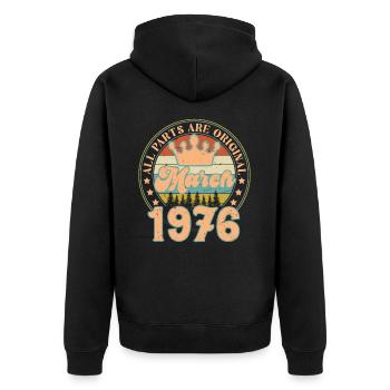 Mars 1976. Cadeau d’anniversaire mars 1976. March. - Veste à capuche bio Premium Unisexe - noir - Dos - Nico (187cm)