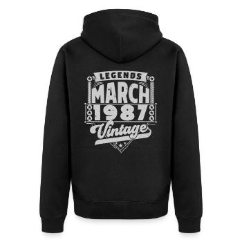Vintage Anniversary Gift March 1987, March 1987. - Unisex Premium Organic Zip Hoodie - black - Back - Nico (187cm)