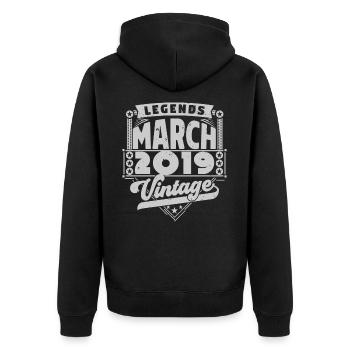 Vintage Anniversary Gift March 2019, March 2019. - Unisex Premium Organic Zip Hoodie - black - Back - Nico (187cm)