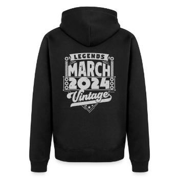 Cadeau Vintage Anniversaire mars 2024, mars 2024. - Veste à capuche bio Premium Unisexe - noir - Dos - Nico (187cm)