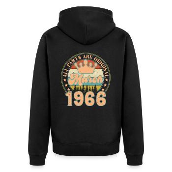 Mars 1966. Cadeau d’anniversaire mars 1966. March. - Veste à capuche bio Premium Unisexe - noir - Dos - Nico (187cm)
