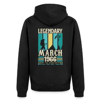 Anniversaire Mars 1966,cadeau Vintage mars 1966. - Veste à capuche bio Premium Unisexe - noir - Dos - Nico (187cm)