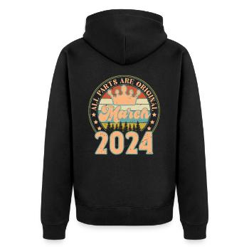 Mars 2024. Cadeau d’anniversaire mars 2024. March. - Veste à capuche bio Premium Unisexe - noir - Dos - Nico (187cm)