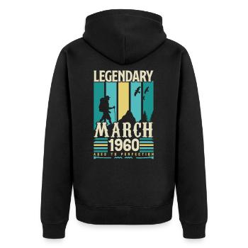 Anniversaire Mars 1960,cadeau Vintage mars 1960. - Veste à capuche bio Premium Unisexe - noir - Dos - Nico (187cm)