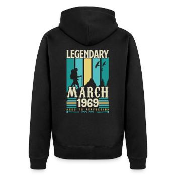 Anniversaire Mars 1969,cadeau Vintage mars 1969. - Veste à capuche bio Premium Unisexe - noir - Dos - Nico (187cm)