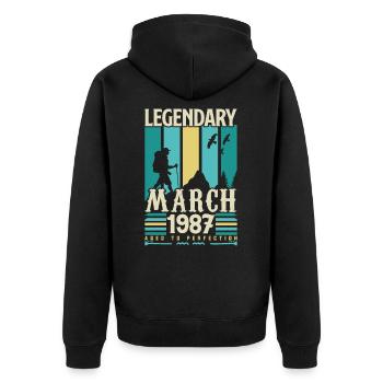 March 1987 Birthday,March 1987 Vintage Gift. - Unisex Premium Organic Zip Hoodie - black - Back - Nico (187cm)