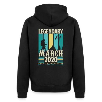Anniversaire Mars 2020,cadeau Vintage mars 2020. - Veste à capuche bio Premium Unisexe - noir - Dos - Nico (187cm)