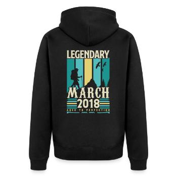 Birthday March 2018, Vintage Gift March 2018. - Unisex Premium Organic Zip Hoodie - black - Back - Nico (187cm)