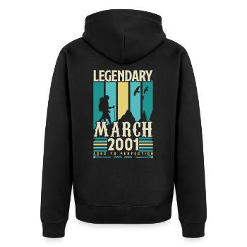 Birthday March 2001, Vintage Gift March 2001. - Unisex Premium Organic Zip Hoodie - black - Back - Nico (187cm)