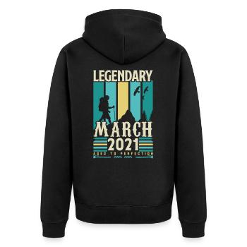 Geburtstag März 2021, Vintage-Geschenk März 2021. - Unisex Premium Bio Zip Hoodie - Schwarz - Hinten - Nico (187cm)