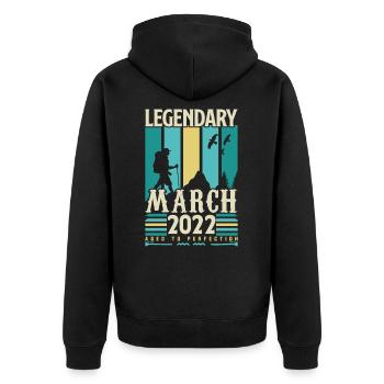 Geburtstag März 2022, Vintage-Geschenk März 2022. - Unisex Premium Bio Zip Hoodie - Schwarz - Hinten - Nico (187cm)