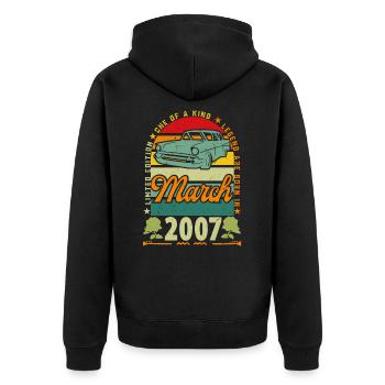 März 2007, März 2007, März 2007. - Unisex Premium Bio Zip Hoodie - Schwarz - Hinten - Nico (187cm)