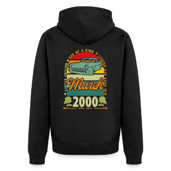 March 2000, March 2000, March 2000. - Unisex Premium Organic Zip Hoodie - black - Back - Nico (187cm)