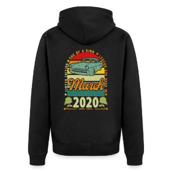 anniversaire mars 2020, Mars 2020, March 2020. - Veste à capuche bio Premium Unisexe - noir - Dos - Nico (187cm)