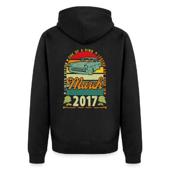 Birthday March 2017, March 2017, March 2017. - Unisex Premium Organic Zip Hoodie - black - Back - Nico (187cm)