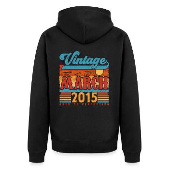Mars 2015, Cadeau Anniversaire Vintage Mars 2015. - Veste à capuche bio Premium Unisexe - noir - Dos - Nico (187cm)