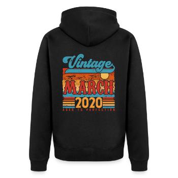 Mars 2020, Cadeau Anniversaire Vintage Mars 2020. - Veste à capuche bio Premium Unisexe - noir - Dos - Nico (187cm)