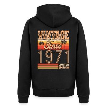 anniversaire 1971. Vintage né en 1971 anniversaire - Veste à capuche bio Premium Unisexe - noir - Dos - Nico (187cm)