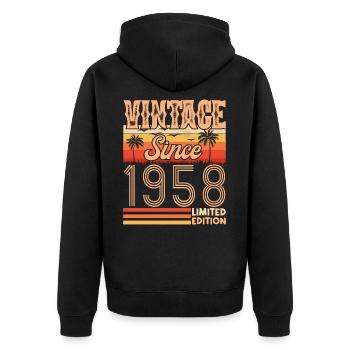 1958. Jahrgang Jahrgang 1958 Geburtstag - Unisex Premium Bio Zip Hoodie - Schwarz - Hinten - Nico (187cm)