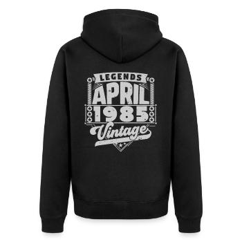 Cadeau Vintage Anniversaire avril 1985, avril 1985 - Veste à capuche bio Premium Unisexe - noir - Dos - Nico (187cm)