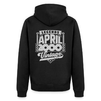 Vintage Gift Birthday April 2000, April 2000 - Unisex Premium Organic Zip Hoodie - black - Back - Nico (187cm)