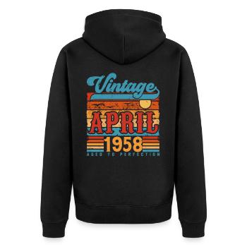 Avril 1958, Cadeau Anniversaire Vintage avril 1958 - Veste à capuche bio Premium Unisexe - noir - Dos - Nico (187cm)