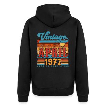Avril 1972, Cadeau Anniversaire Vintage avril 1972 - Veste à capuche bio Premium Unisexe - noir - Dos - Nico (187cm)