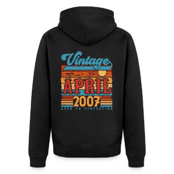 April 2007, April 2007 Vintage Anniversary Gift - Unisex Premium Organic Zip Hoodie - black - Back - Nico (187cm)