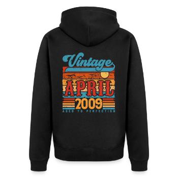 Avril 2009, Cadeau Anniversaire Vintage avril 2009 - Veste à capuche bio Premium Unisexe - noir - Dos - Nico (187cm)