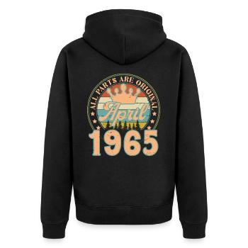 April 1965. April 1965 April Birthday Gift - Unisex Premium Organic Zip Hoodie - black - Back - Nico (187cm)