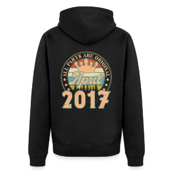April 2017. Birthday gift April 2017 April - Unisex Premium Organic Zip Hoodie - black - Back - Nico (187cm)
