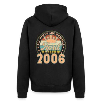 April 2006. April 2006 Geburtstagsgeschenk April 2006 - Unisex Premium Bio Zip Hoodie - Schwarz - Hinten - Nico (187cm)