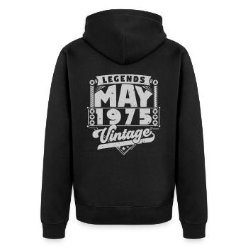 Cadeau Vintage Anniversaire Mai 1975, mai 1975 May - Veste à capuche bio Premium Unisexe - noir - Dos - Nico (187cm)