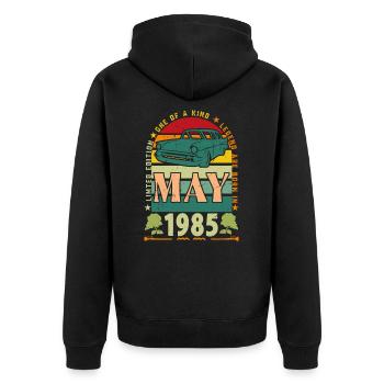 Mai 1985, Mai 1985, Mai 1985 Geburtstagsgeschenk. - Unisex Premium Bio Zip Hoodie - Schwarz - Hinten - Nico (187cm)