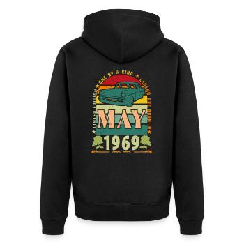 cadeau anniversaire mai 1969, mai 1969, May 1969. - Veste à capuche bio Premium Unisexe - noir - Dos - Nico (187cm)